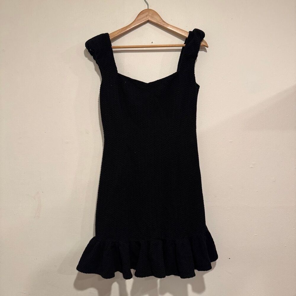 Rebecca Taylor Cap Sleeve Stretch Texture Dress Black Size 10